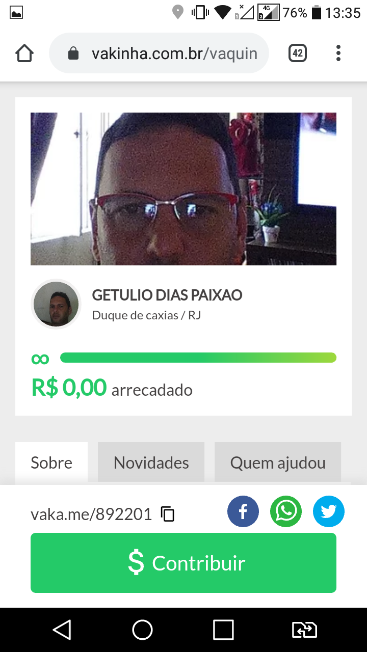 Vaquinha Online -Projeto - Foto de capa do GETULIO DIAS PAIXAO
